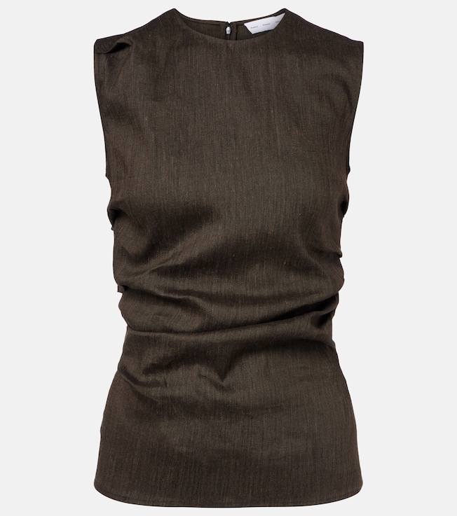 Proenza Schouler Anoushka draped linen-blend slub top