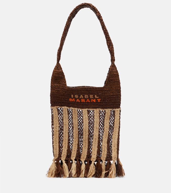 Praia striped raffia tote bag
