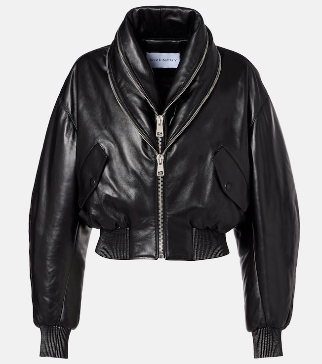 Leather bomber jacket