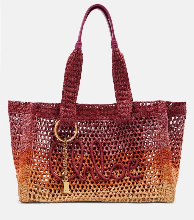 Summer Banana East-West raffia tote bag