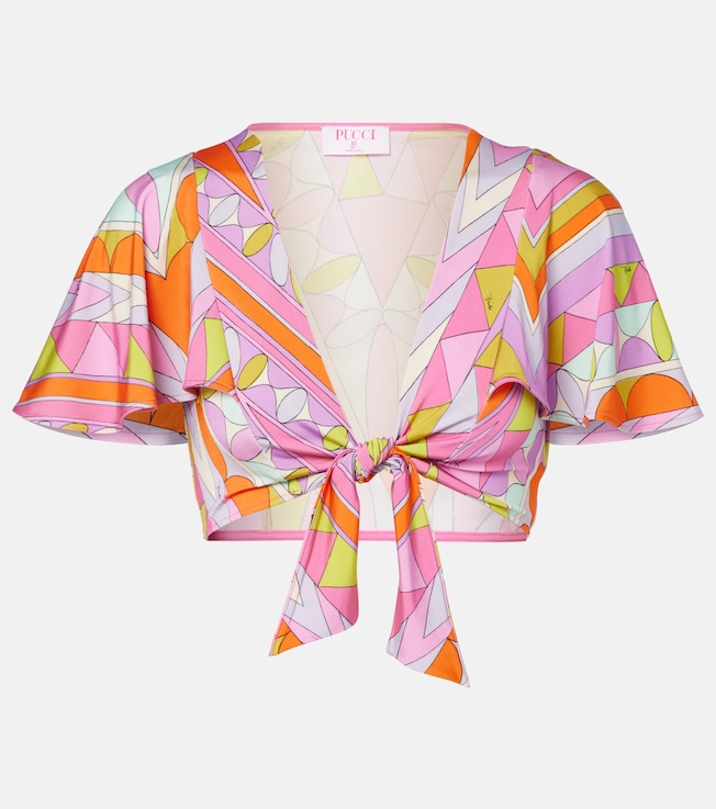 Angoli jersey satin crop top