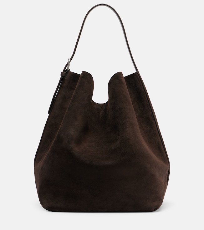 Belted Large suede tote bag