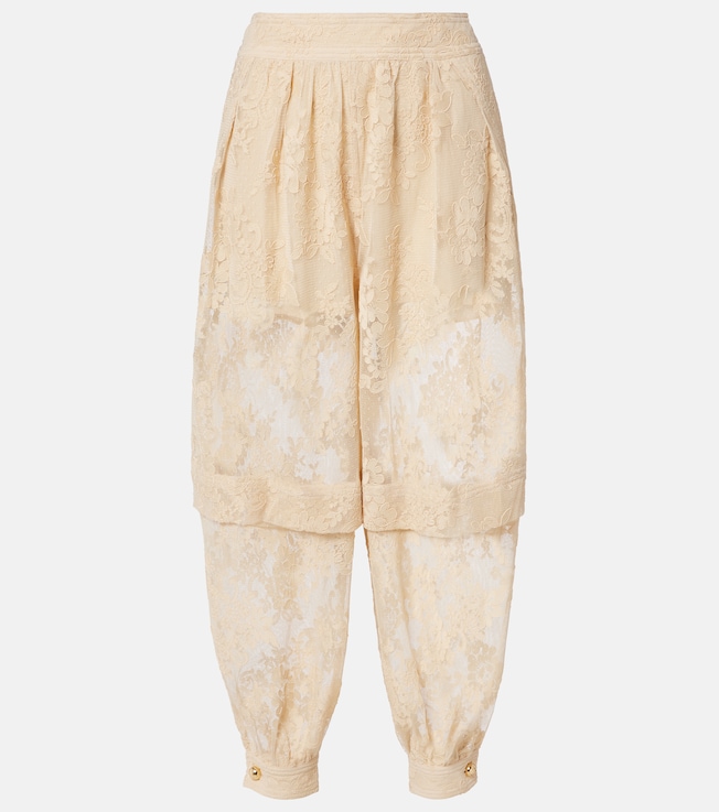 Hypnotic layered lace barrel-leg pants