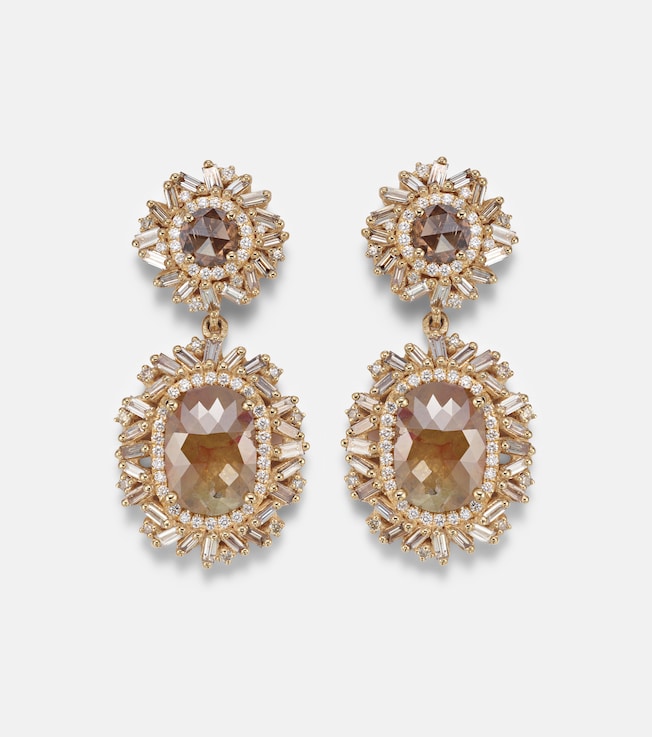 Doublet 18kt gold drop earrings with diamonds