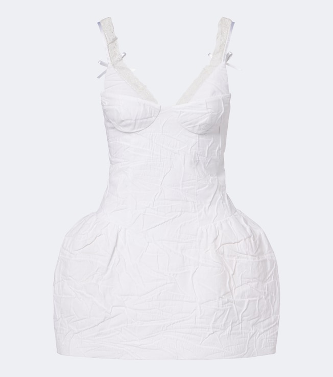 Crinkled cotton-blend minidress