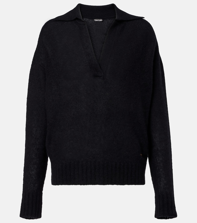 Cashmere and silk polo sweater