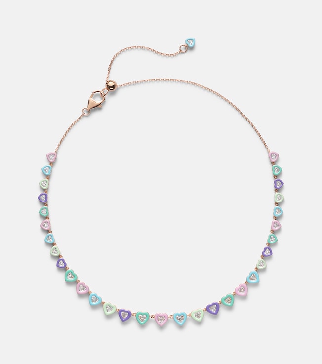 Candy Crush 18kt rose gold and enamel choker with diamonds
