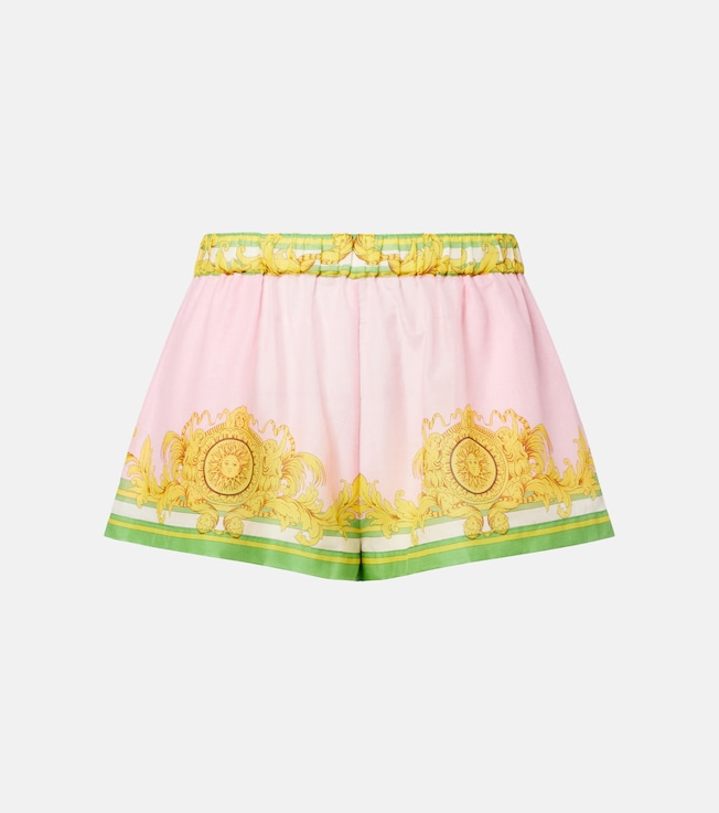 Printed cotton and silk voile shorts