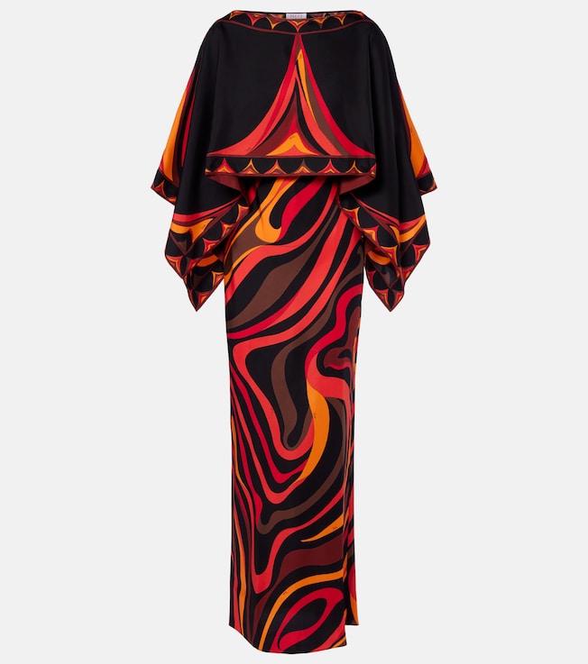 Marmo and Fari caped silk twill gown