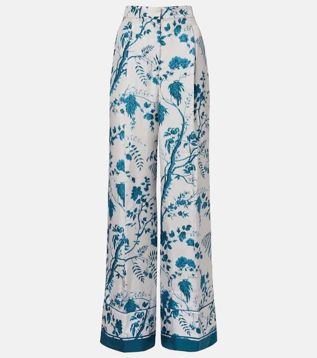 Floral silk pajama pants