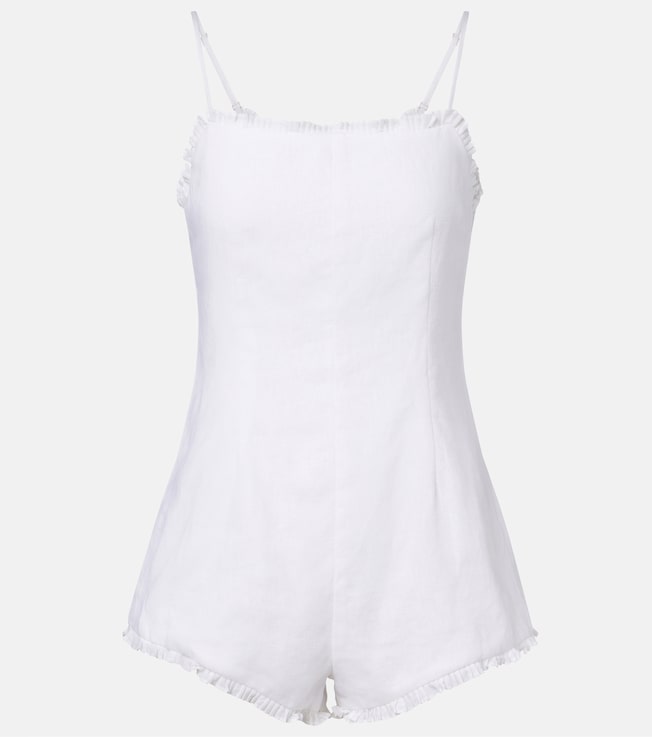 Florence ruffled linen romper