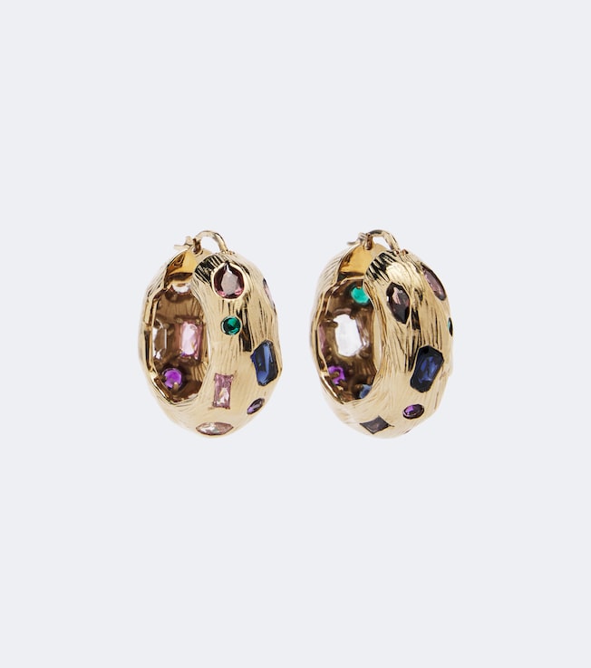 Crystal-embellished hoop earrings