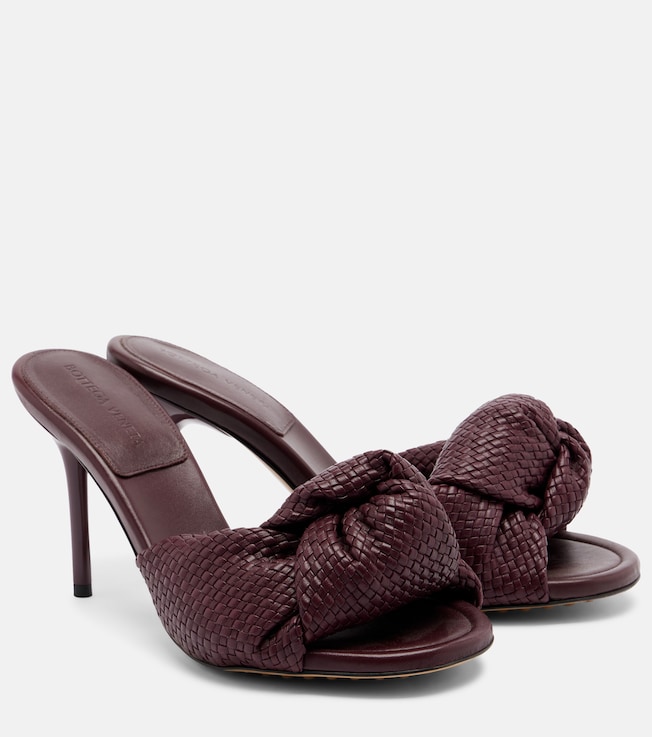 Cherry Intreccio leather mules