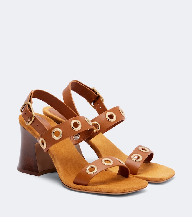 Embellished leather sandals
