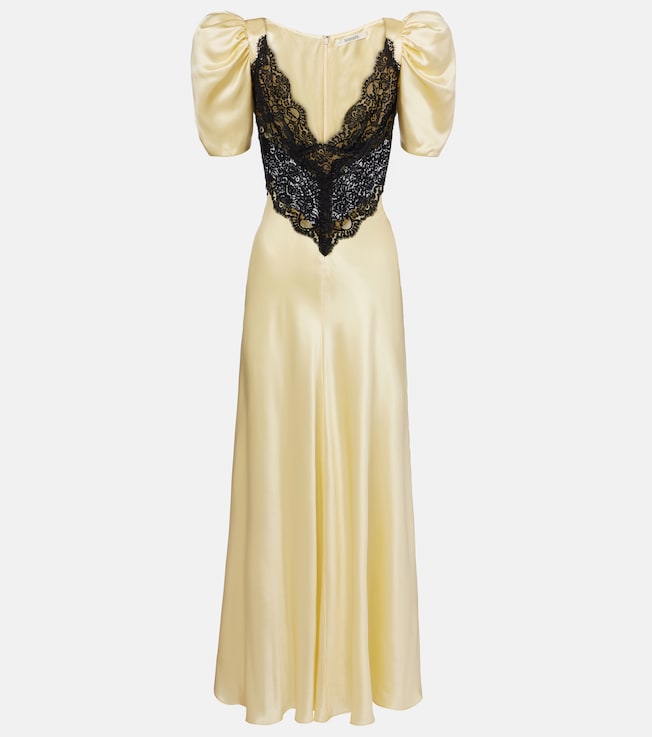 Lace-trimmed silk charmeuse gown