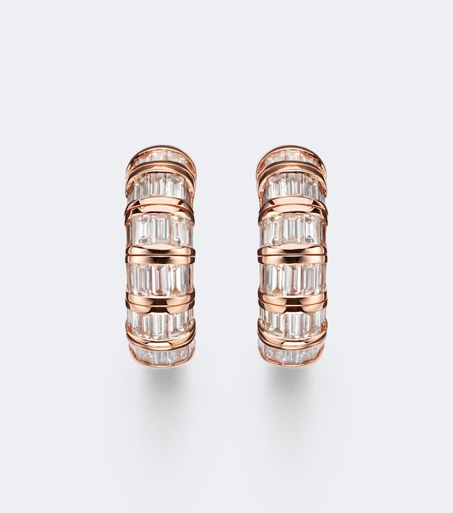 18kt rose gold huggie earrings with diamonds