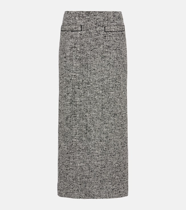 Cotton-blend bouclé pencil skirt