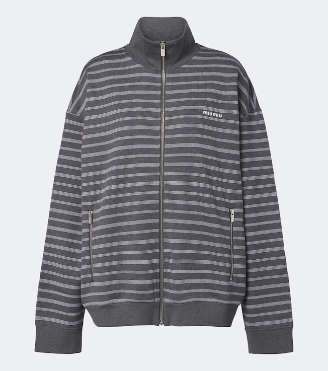 Striped cotton zip-up sweatshirt