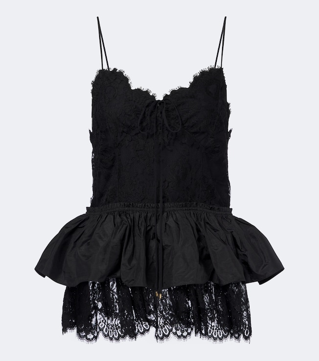 Peplum lace and taffeta top