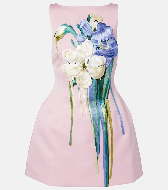 Ali floral-appliqué minidress