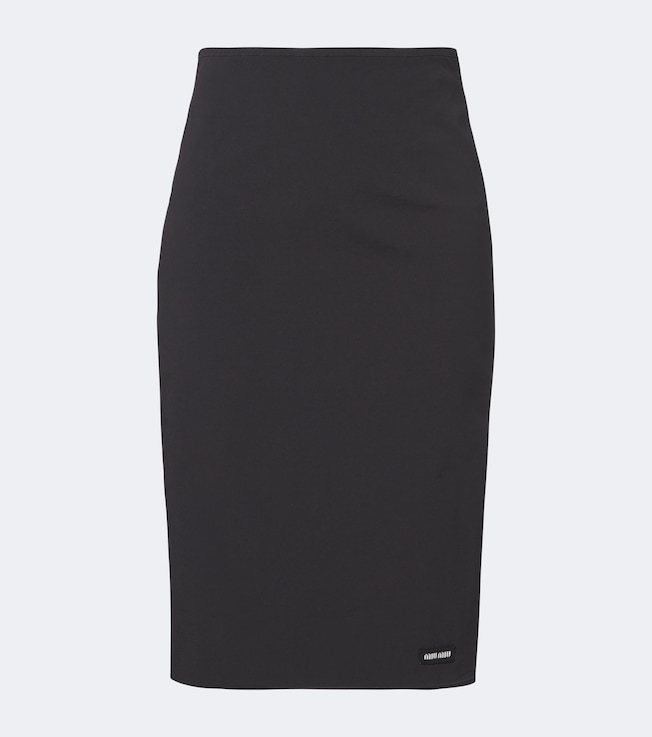 Cotton-blend poplin pencil skirt