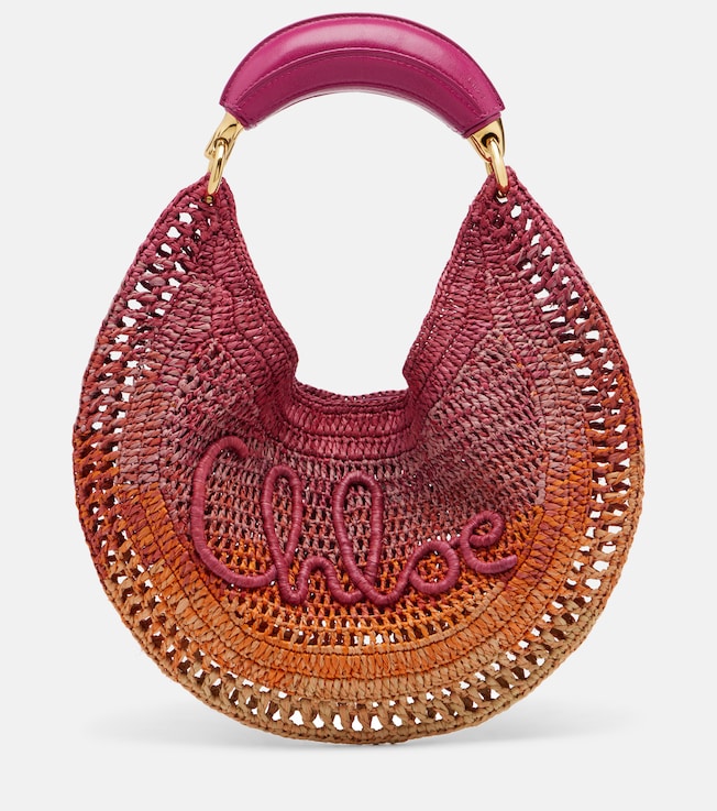 Summer Banana Medium raffia shoulder bag