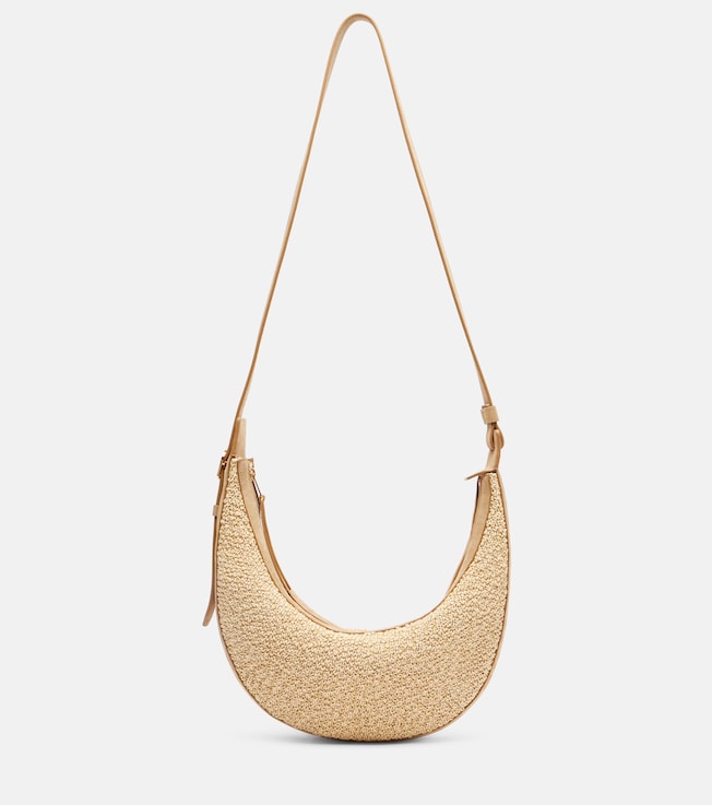 Augustina Small raffia and suede crossbody bag