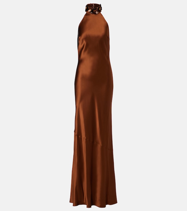 Rebecca Vallance Phoenix embellished silk satin gown