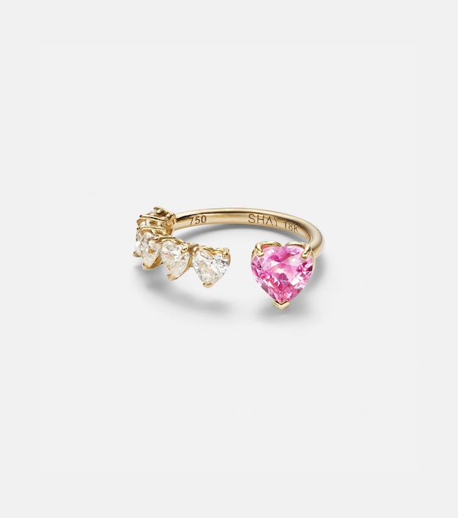 18kt gold ring with sapphire and diamonds