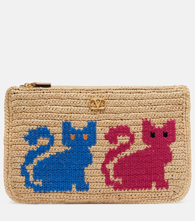 VLogo raffia pouch