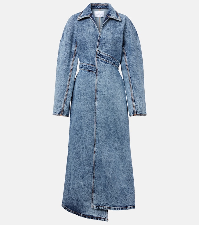 Asymmetric denim coat