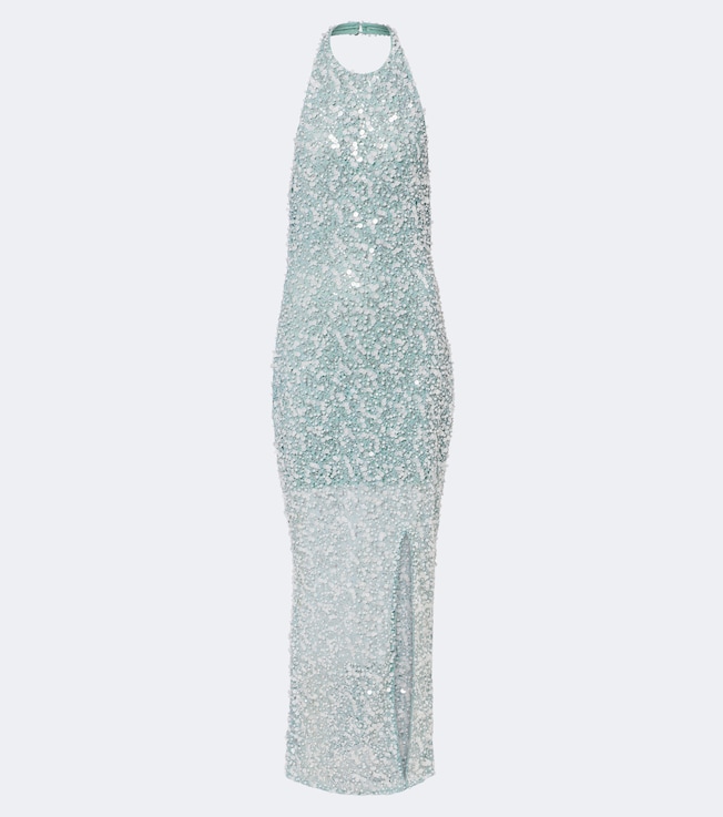 Halterneck sequined gown