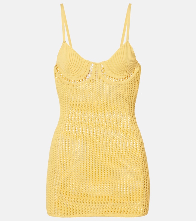 Crochet cotton-blend minidress