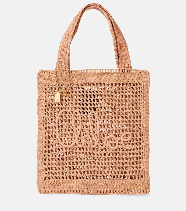 Summer Banana raffia-effect tote bag