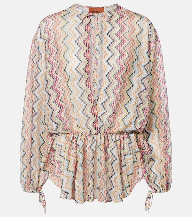 Zig Zag cutout gathered blouse