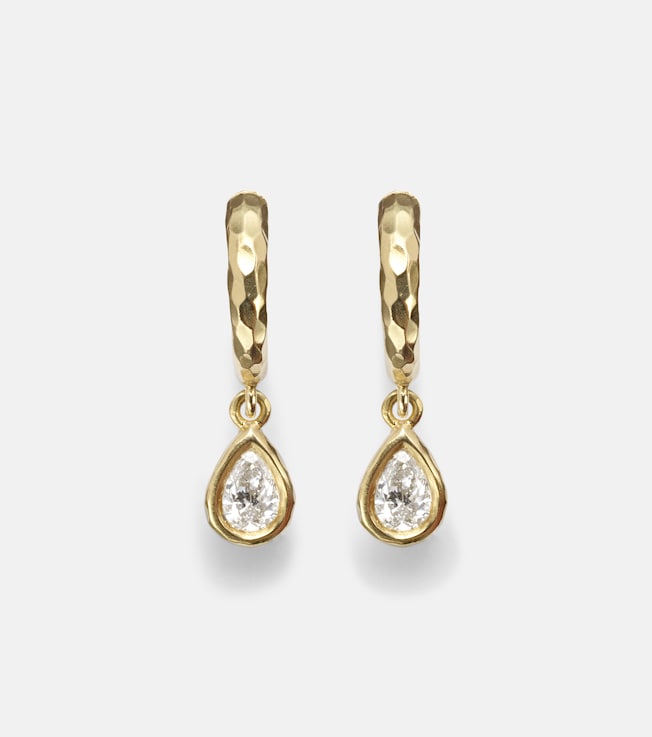 Hidden Gem 18kt gold huggie earrings with diamonds