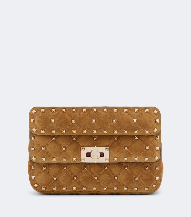 Rockstud Spike Small suede top-handle bag