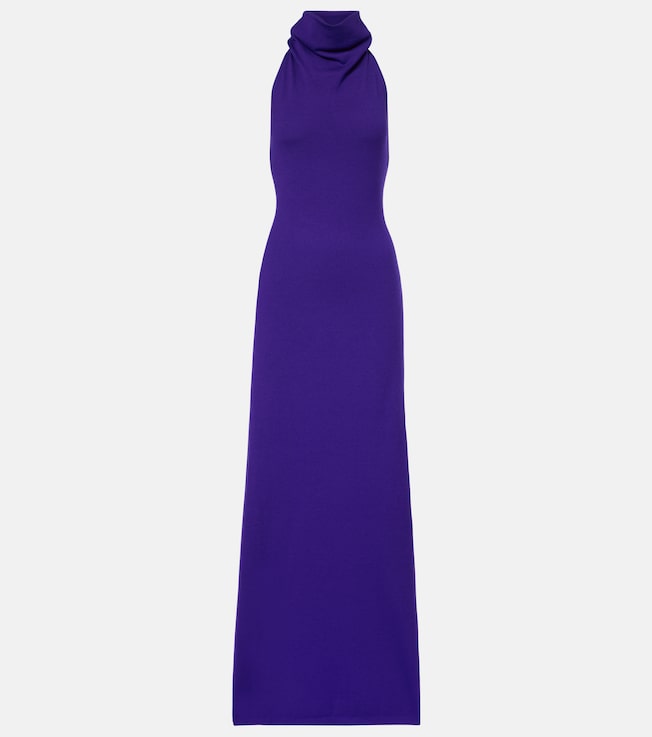 Halterneck cashmere-blend gown