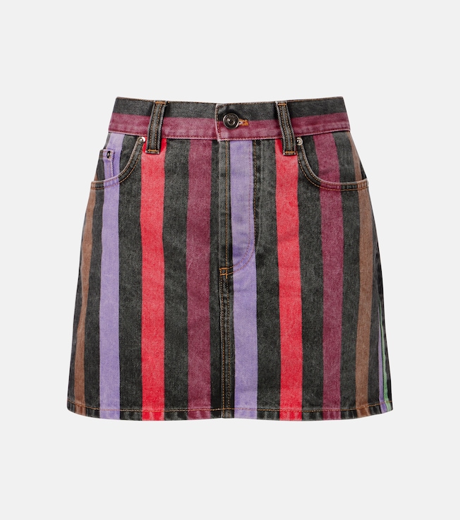Striped denim miniskirt