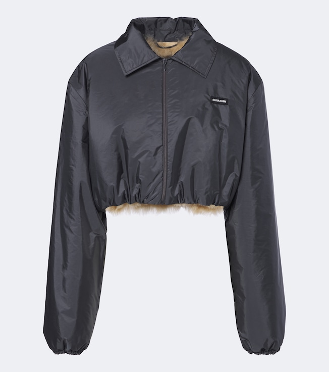 Cropped shearling-lined blouson jacket