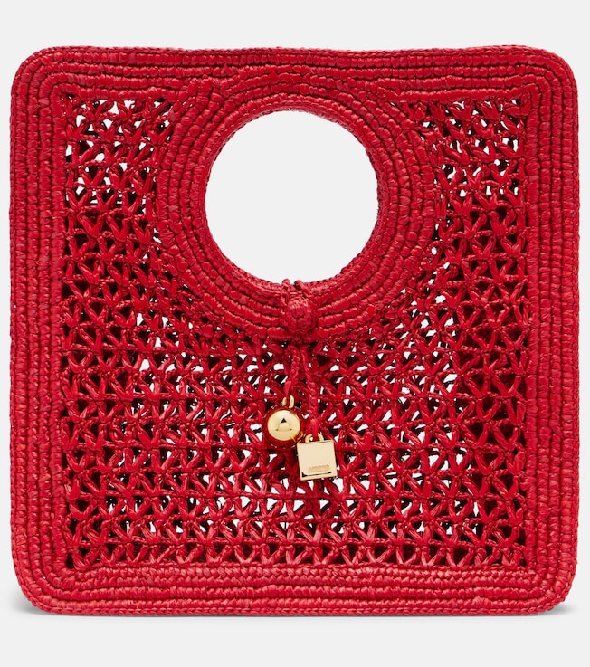 Spiaggia Small raffia top-handle bag