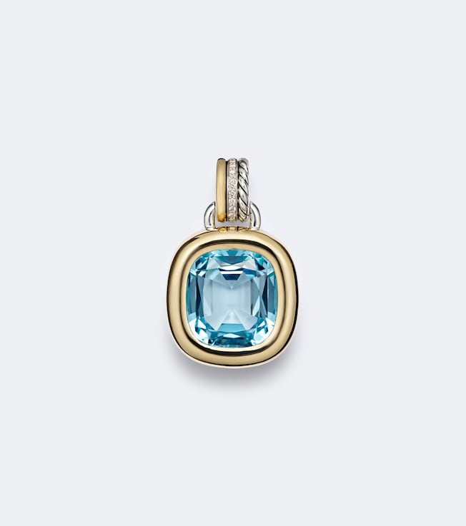 DY Mercer® 18kt gold and sterling silver pendant with topaz and diamonds