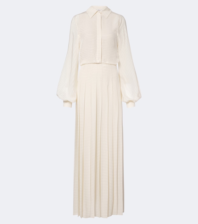 Plissé silk crêpe maxi dress