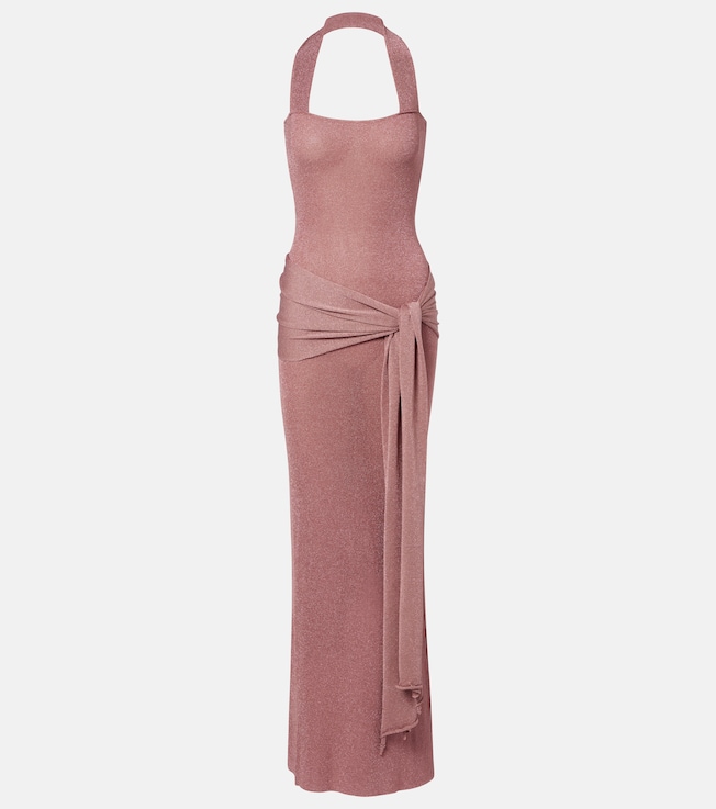Knitted lamé maxi dress