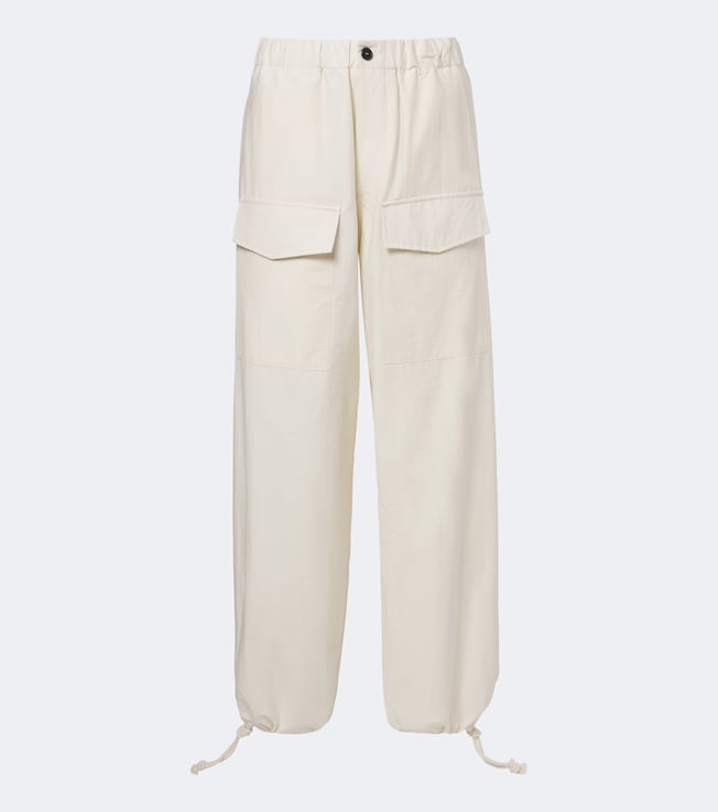 Cotton-blend wide-leg pants