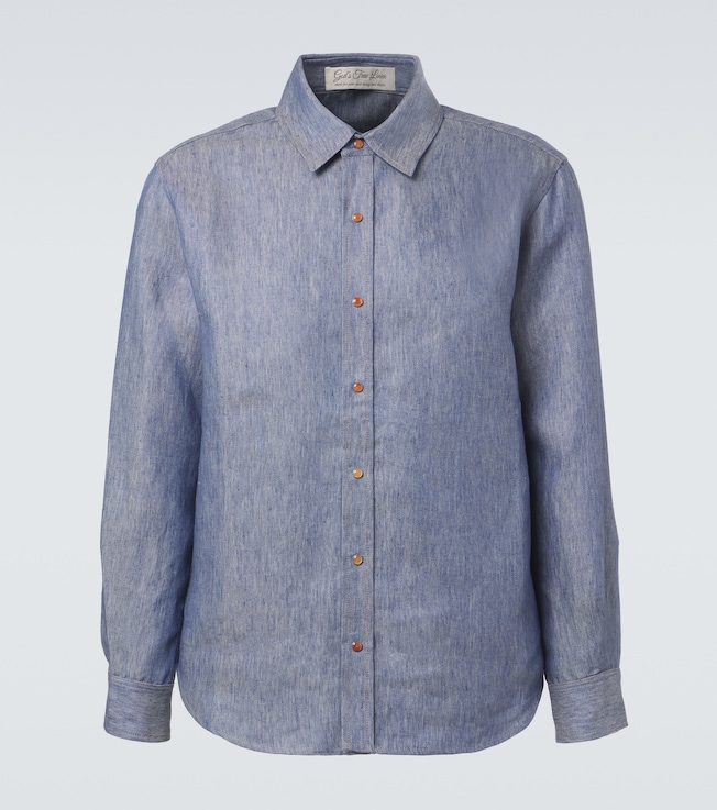 Linen denim shirt with carnelian | God's True Cashmere