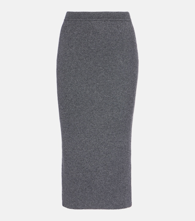 Cashmere and cotton-blend midi skirt
