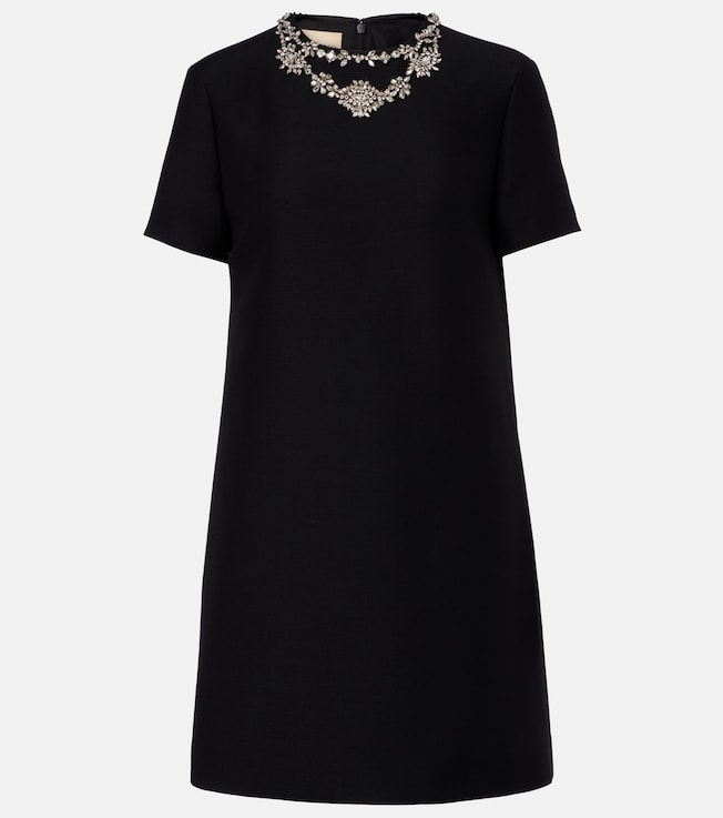 Crepe Couture embellished wool and silk minidress