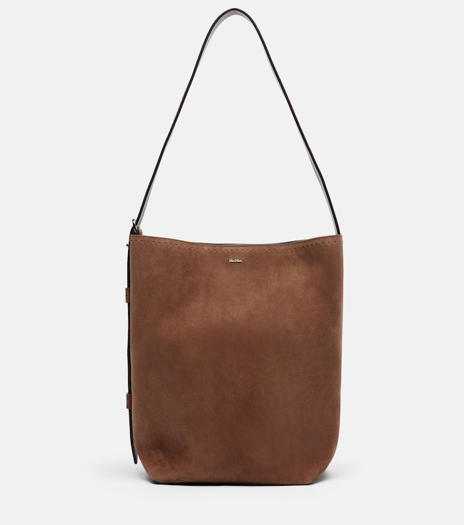Medium suede bucket bag