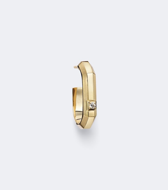 Moderniste Small 18kt gold single hoop earring with diamond